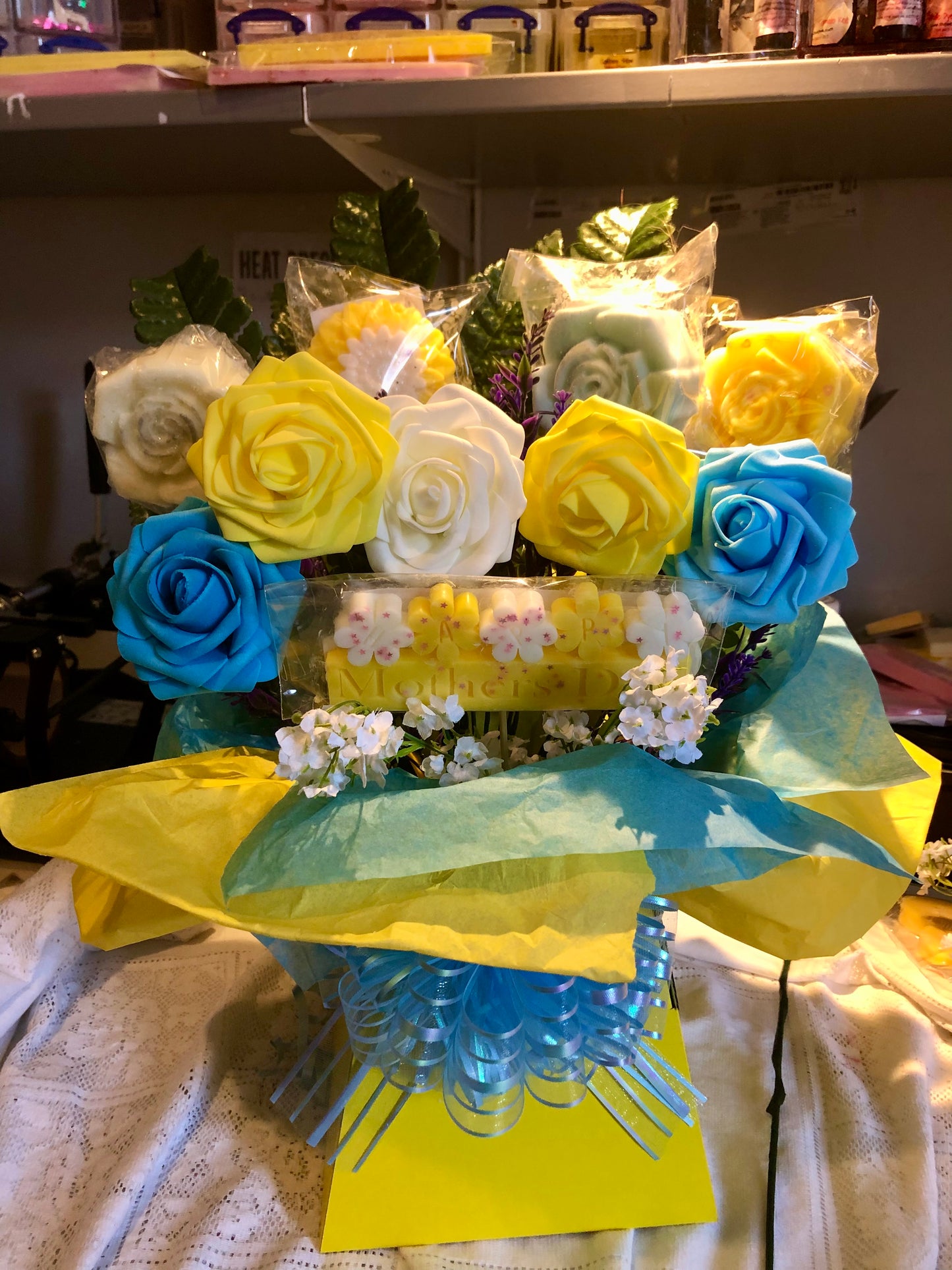 Wax Bouquets Yellow & Blue