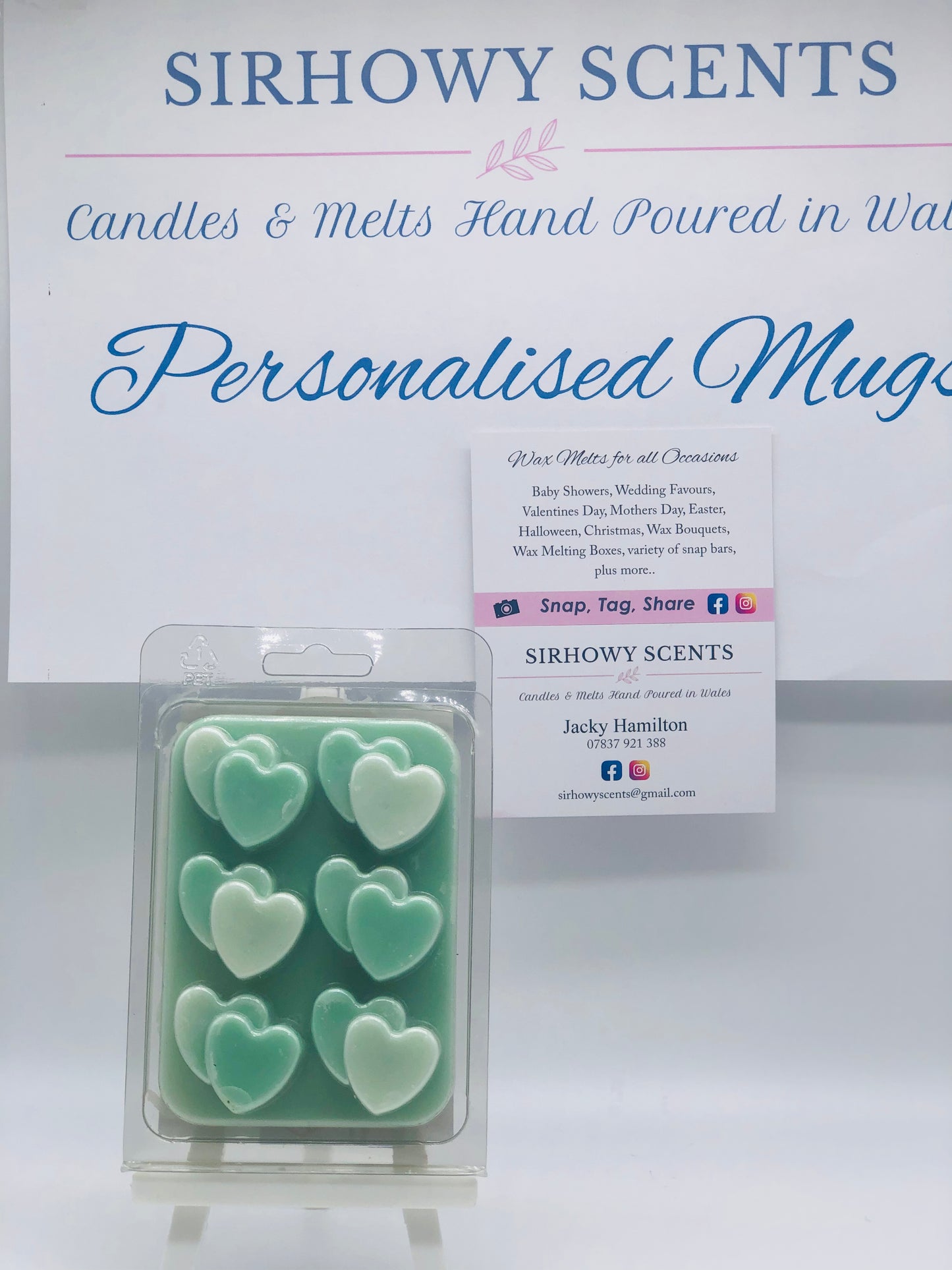 Double Hearted Wax Melts Green & White